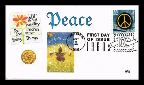 US COVER PEACE SYMBOL 1960S CELEBRATE CENTURY FIRST DAY ISSUE WII CACHET