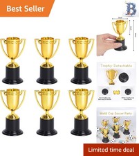 Elegant Mini Gold Award Trophies, 4 Inch Set of 6 for Parties Competitions