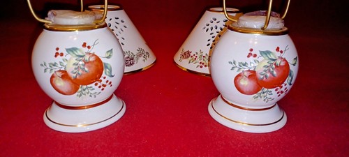 Pair Lenox Williamsburg Boxwood Pine Candle Lamp Tealight Votive Candleholders - Picture 8 of 13