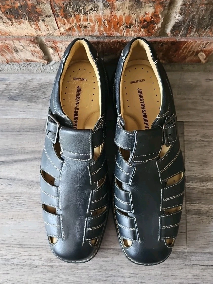 Johnston & Murphy Black Fisherman Sandals for Men for sale  display picture 2
