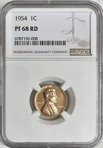 1954 PROOF LINCOLN WHEAT CENT NGC PF68RD