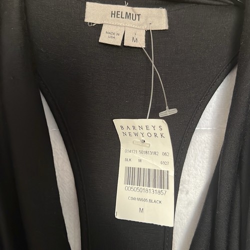 Maxi abito senza maniche HELMUT lungo bodycon drappeggio scollo cappuccio nero racer nuovo con etichette M - Foto 2 di 5