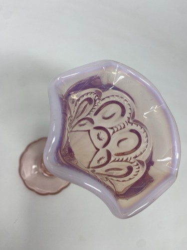 Vintage Pink Opalescent L.E. Smith Moon & Stars Flared Tulip Flower Rare Bud Vase - Bild 4 von 8