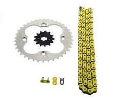 1987-1992 Honda TRX250X 250X Yellow Non O Ring Chain & Sprocket Silver 13/38 86L