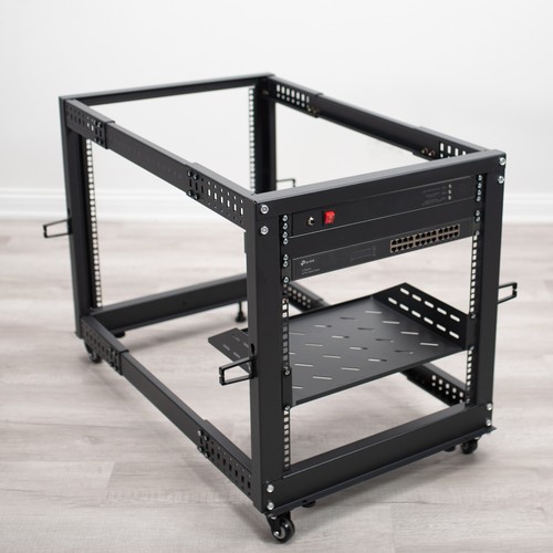 VIVO 12U 19" Open Frame Adjustable Server Rack, 4 Post Mobile Data Holder - Picture 7 of 8