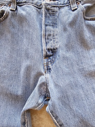 Vintage 501 Button Fly Faded Blue Denim Jeans WPL 423 36x34 (eigentlich 35x33) - Bild 7 von 11