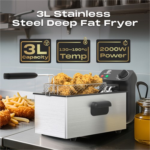 SUPERLEX Electric Deep Fat Fryer 1L/2L/3L Chip Pan Basket Oil Fry – Non-Stick UK - Picture 15 of 23