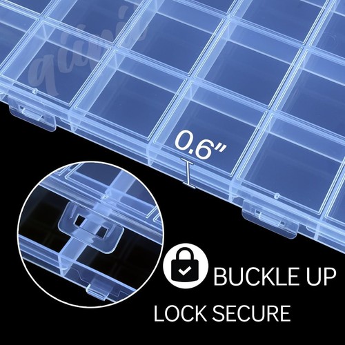 24-Grid Clear Plastic Jewelry Storage Box – Fixed Compartment Organizer for Bea - Picture 6 of 7