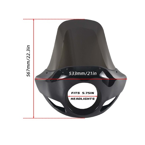 "Carenado de faros de motocicleta de 5,75"" con parabrisas universal de 17"" de alto para Harley" - Imagen 5 de 12