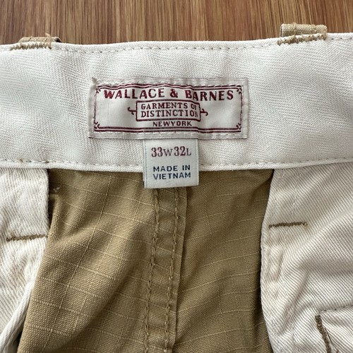 Wallace & Barnes Ripstop Cargo Pants Mens 33x32 (fits 33x31) Beige Side Buckles - Picture 7 of 21