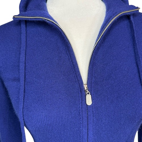J.Crew Italian Cashmere Hoodie XS Blue 100% Full Zip Sweater Jacket FA07 - Picture 3 of 12