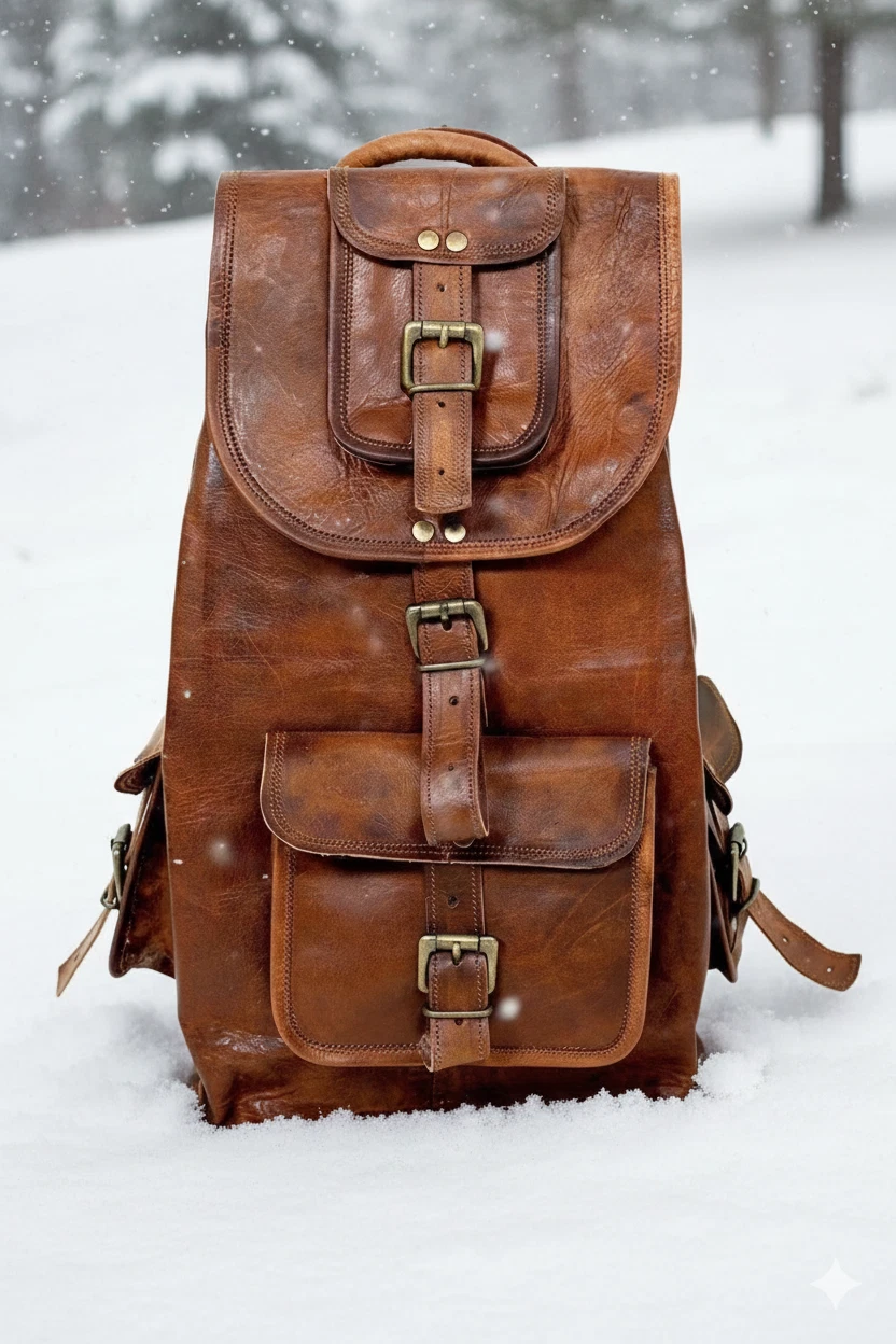Leather Bag Backpack Laptop Men's Rucksack Travel Vintage Brown New