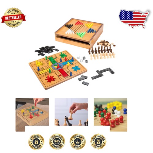 Robustes 7-in-1 Brettspiel Set: Schach, Ludo, Backgammon & mehr - familienfreundlich