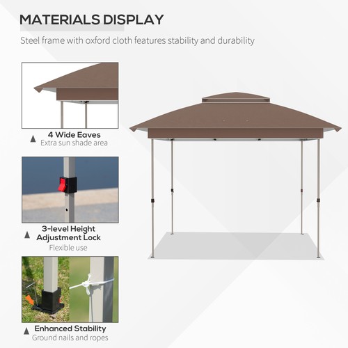 12' x 12' Backyard Party Cabana Gazebo w/ 3-Level Adjustable Height, Beige - Picture 5 of 11