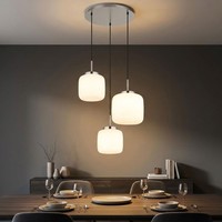 LED Pendelleuchte HäNgelampe Schlafzimmerlampe 3-Flammig Glas Weiß H 130 Cm