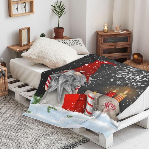 Christmas Throw Blanket, Merry Christmas Gnome Xmas Gifts Winter Snowflakess,... - Picture 4 of 7