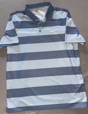 Nike Golf Tour Men  s Large Dri-Fit Standard Fit Golf Polo Shirt Blue Stripe