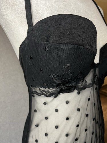 VTG La Perla Malizia Corset Black Sz 38 C/D Garter Straps Underwire Boned Sheer - Picture 4 of 19