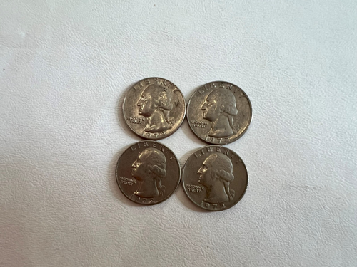 Lot of 4 25C P & D Mint Washington Circulated Quarters - 1972