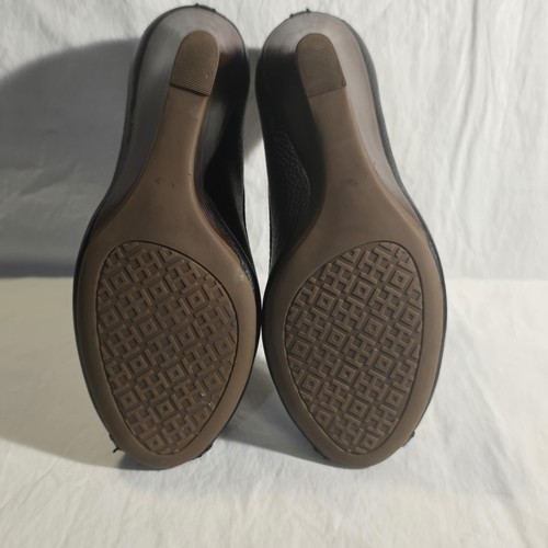 Tory Burch Peep Toe Wedges Women's Size 6.5 M Black Leather - Picture 17 of 19