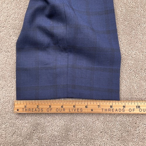 H. Freeman Suit Men 44 37W 30L Blue Plaid Bespoke Classic Formal Business USA - Picture 14 of 18