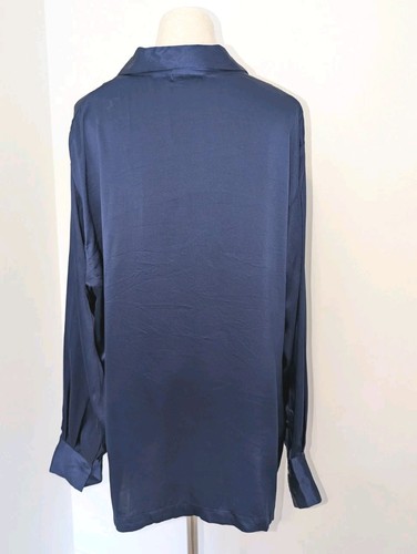 Women's Elizabeth By Liz Claiborne Vintage Stunning Navy 100% Silk Collared... - Bild 4 von 6