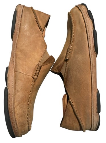 Olukai Moloa Mens Distressed Leather Slip-On Shoes Tan Comfort Loafers Size 10.5 - Picture 3 of 10