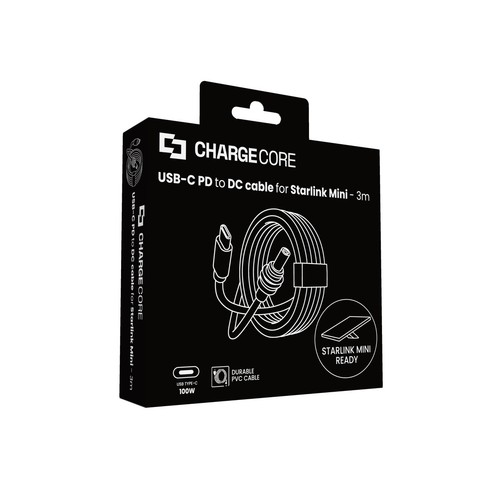 ChargeCore USB C to DC 100W Cable 3m for Starlink Mini Durable PVC - Bild 2 von 3