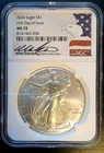 2024 $1 SILVER EAGLE NGC MS70 MILES STANDISH SIGNED EARLY RELEASES LABEL