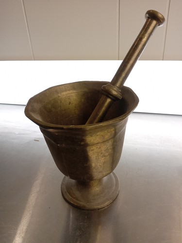 Vintage schwerer Messing Mörser Apothekenmörser mit Stößel aus Messing | 4 x 5... - Bild 4 von 6