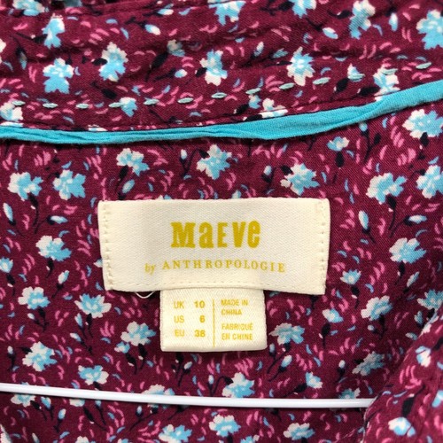 Maeve Anthropologie Calico geblümtes Button-Down-Shirt Damen 6 lila Langarm - Bild 5 von 8