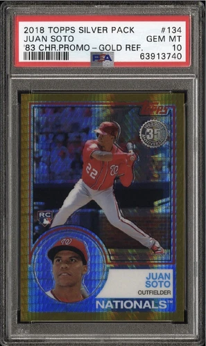 2018 Topps Silver Pack Juan Soto ‘83 Chrome Promo Gold Refractor /50 PSA 10