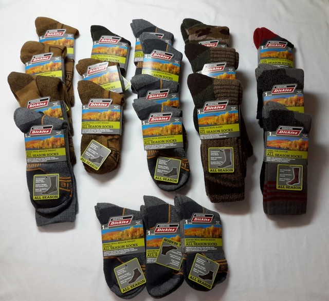 MENS DICKIES SOCKS NWT STEEL TOE & MERINO WOOL CREW AND QUARTER STYLE