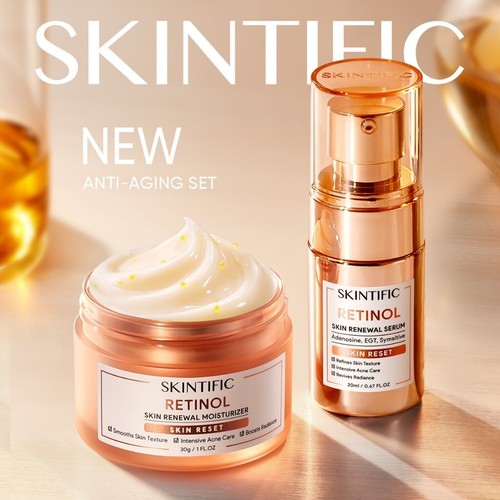 SKINTIFIC Retinol Anti Aging Set 2-teilig Hauterneuerung (Feuchtigkeitscreme & Serum) - Bild 1 von 5