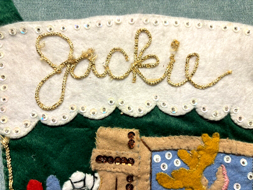 Vtg Bucilla Stocking Santa's Workshop Teddy Bear Christmas Felt Applique JACKIE - Picture 6 of 9