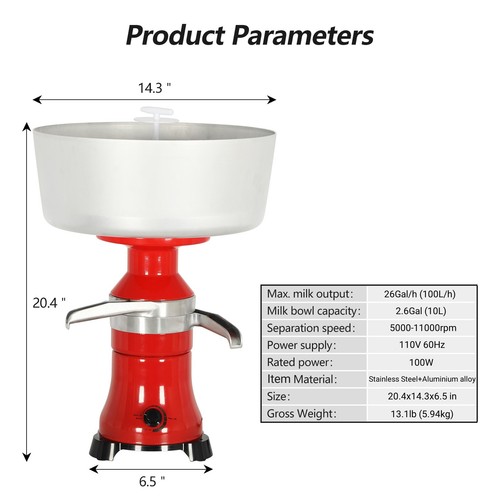 Electric 100L/H Milk Cream Separator Centrifugal Separator Heavy Duty Commercial - Picture 2 of 10