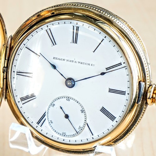 1887 ELGIN Pocket Watch 18s 11 Jewels Grade 10 GF Hunter Case Roman Numerals - Picture 6 of 14
