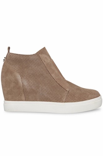 STEVE MADDEN WOMEN'S WEDGE SNEAKERS FAUX SUEDE SIDE ZIP TAUPE SIZE 10 - Bild 12 von 12