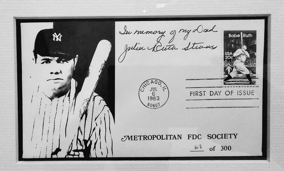 babe ruth commemorative lithograph signed by babe ruth's daughter 1983 1st day - Image 3 of 4