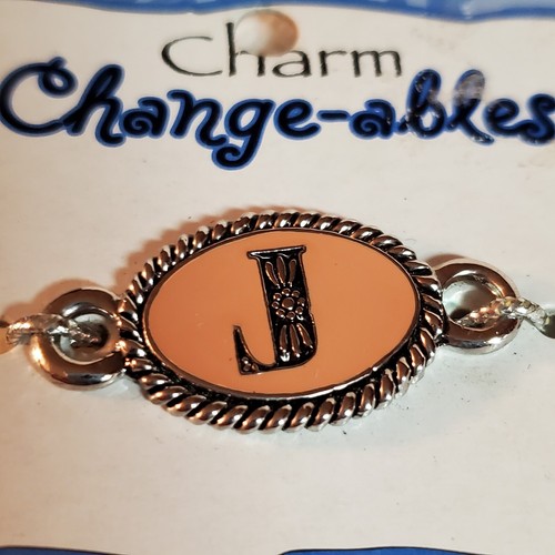 Ganz Charm Change-ables Letter J Bracelet Charm Tan Enamel Silver-Tone J NOS - Picture 2 of 6