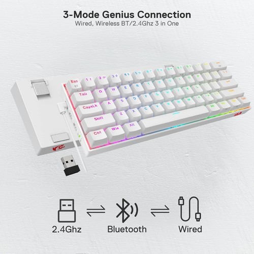 Redragon K530 Pro Draconic 60% Wireless RGB Mechanical Keyboard, BT/2.4Ghz/Wi... - Picture 2 of 9