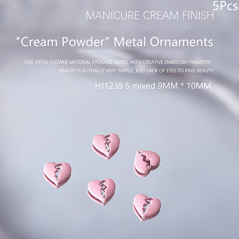 5Pcs/set Cream Pink Metal Nail Decoration Bow And Heart Shaped Kawaii Girl JC - Picture 24 of 25