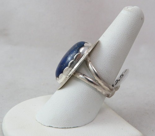 Lapis Lazuli Natural Cabchon In Sterling Silver Handmade Ring Size 9 - Picture 4 of 4
