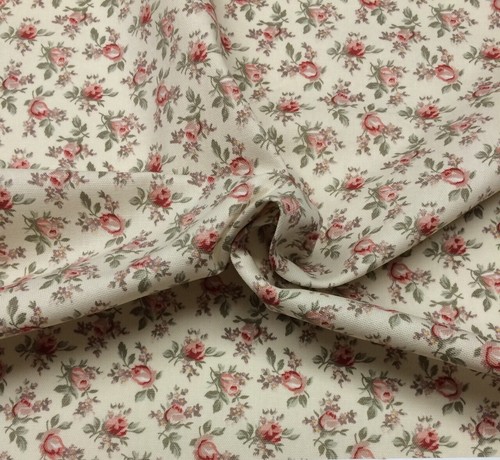 WAVERLY ROSETTE IVORY Off White Small Floral Rose Fabric BY THE THE YARD 54"W - Picture 4 of 5