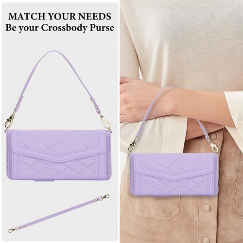 For Samsung Galaxy Z Fold 6/5/4/3 Crossbody Wallet Case with S-Pen Holder Straps - Picture 6 of 56