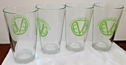 4 EVOLUTION CRAFT BREWING COMPANY Pint Glasses Collector - Home Bar - Man Cave - Picture 2 of 7