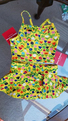 Hanna Andersson Girls Swimsuit Two Piece Ruffle Skirt Floral Yellow 90  28034A - Bild 1 von 5