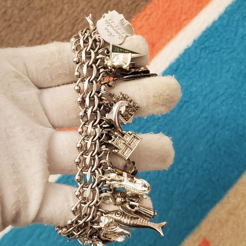 Vtg Krementz Sterling Silver Charm Bracelet 6" L, Wt-108g *40 Charms* READ Rare - Picture 21 of 24
