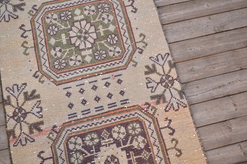 Türkischer Teppich 28"x134" Oushak Beige Tribal Läufer Flur Treppe Teppich 2x11 - Bild 9 von 9