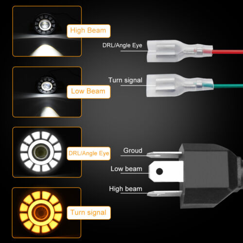5-3/4'' 5,75'' Angel Eye Halo LED DRL Motorrad Scheinwerfer E-Geprüft Für Harley - Bild 3 von 11